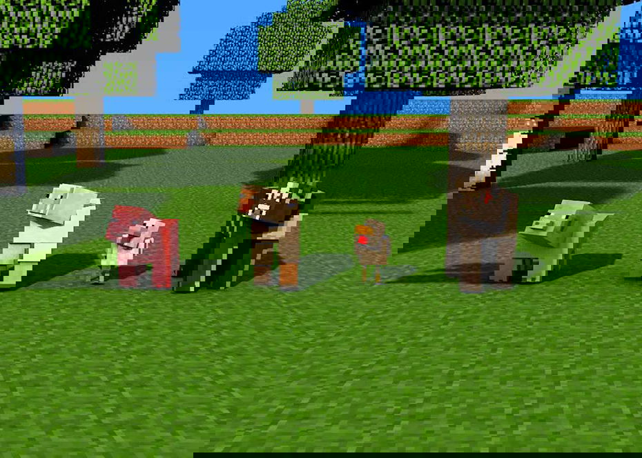 Minecraft animals: pig, sheep, chicken, cow